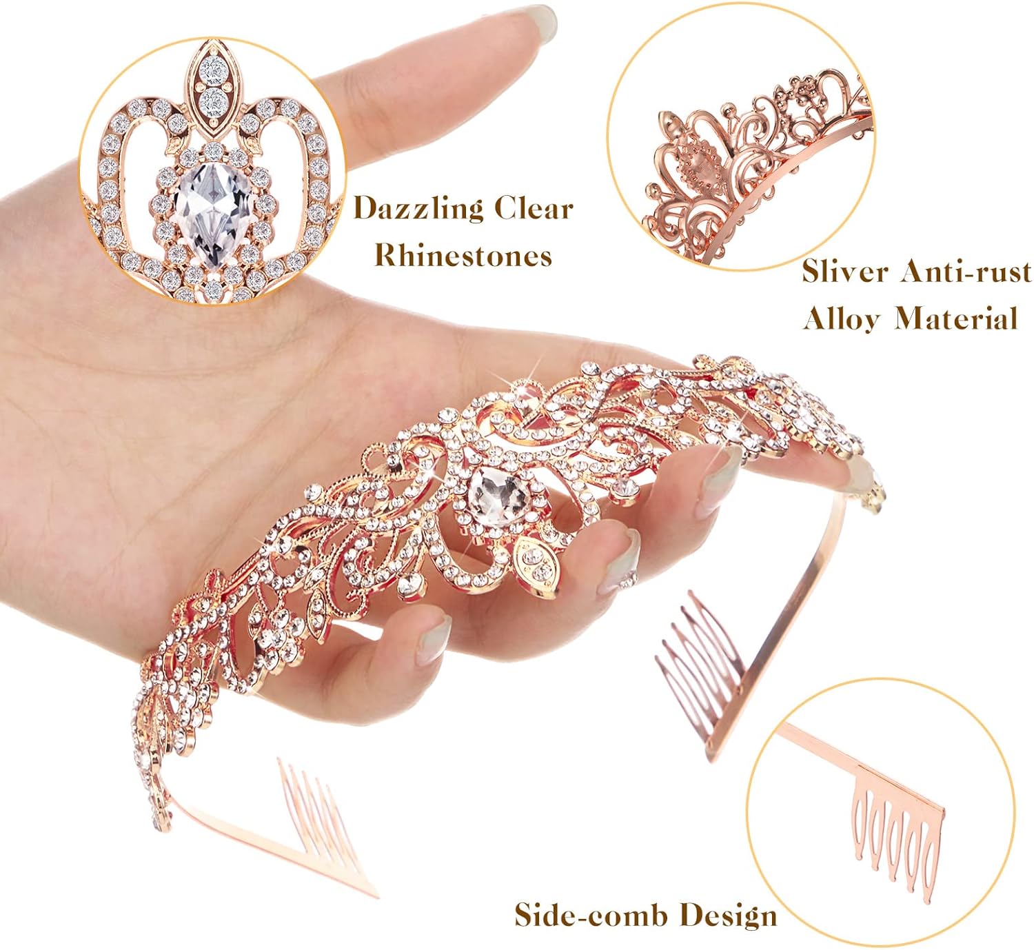 20 coronas de tiara de cristal, corona de princesa para mujeres y niñas, corona de cumpleaños con peines de diamantes de imitación, corona de