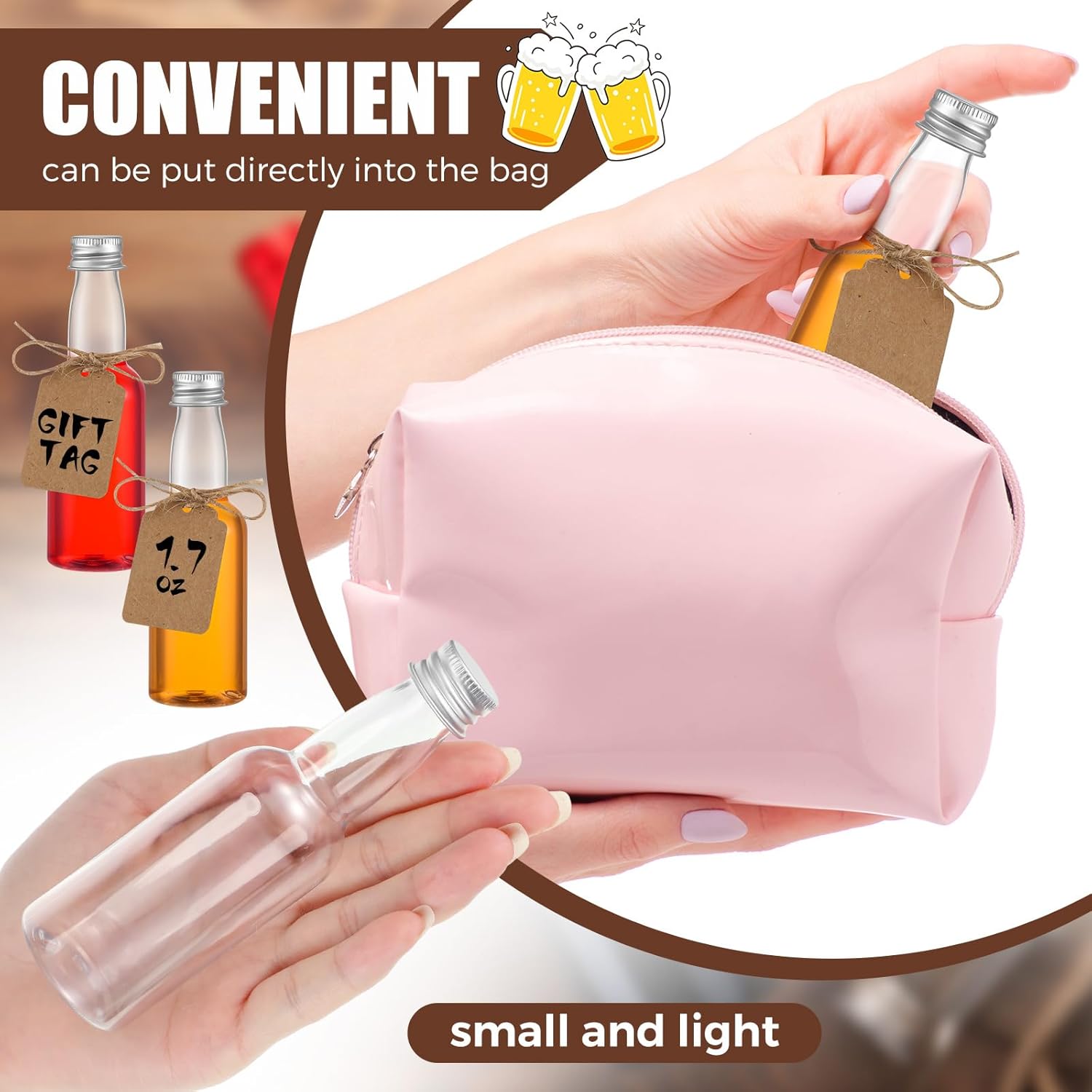 Mifoci 150 mini botellas de licor para fiestas, botellas de alcohol de plástico de 1.7 onzas con tapa, botellas de alcohol con tapa, botellas de