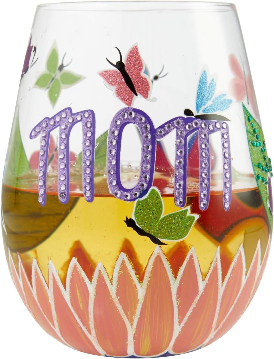 Enesco Designs by Lolita Mom You Helped Me Fly – Copa de vino artesanal sin tallo, pintada a mano, 1 unidad (paquete de 1), multicolor