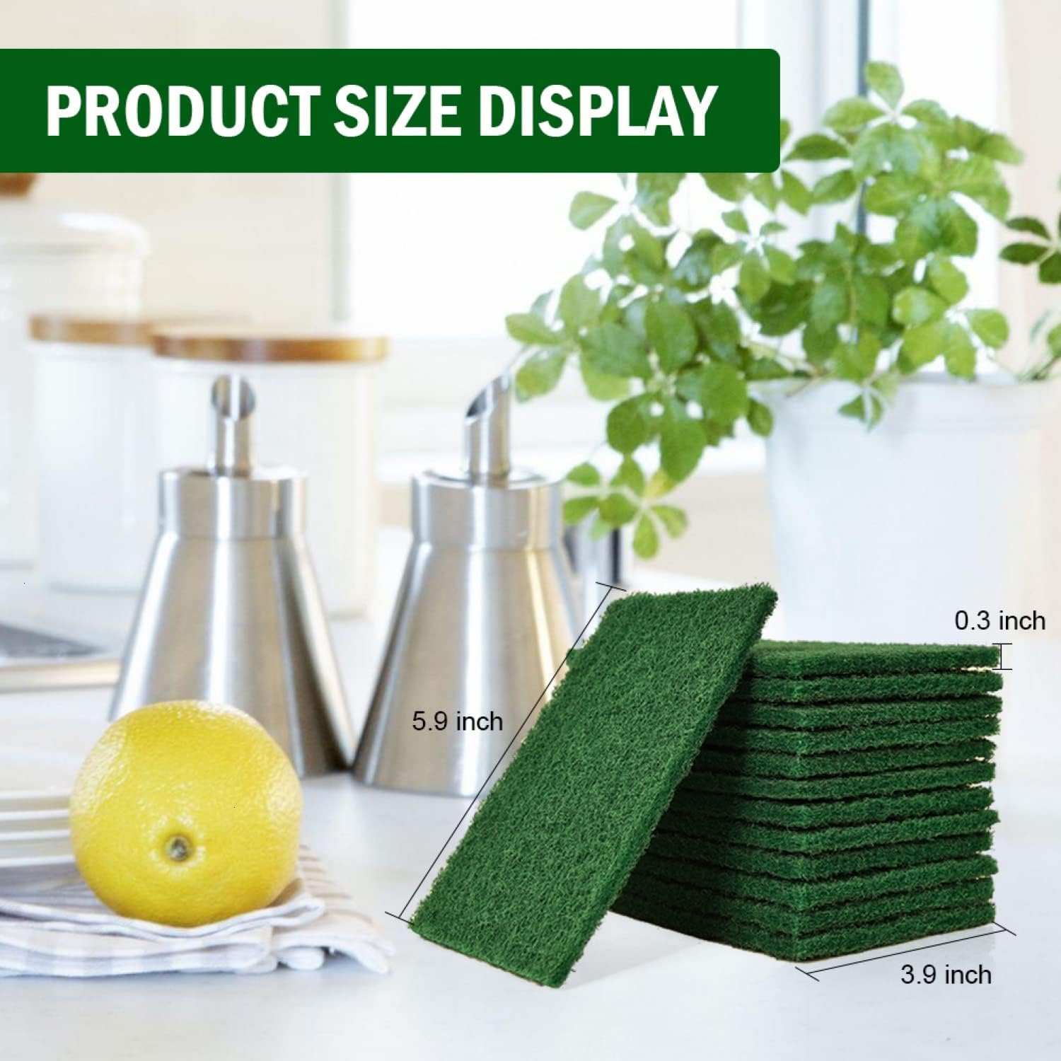 80 almohadillas para fregar platos, 4 x 6 pulgadas, color verde, reutilizables, para el hogar, para platos, fregadores de cocina y parrillas de metal