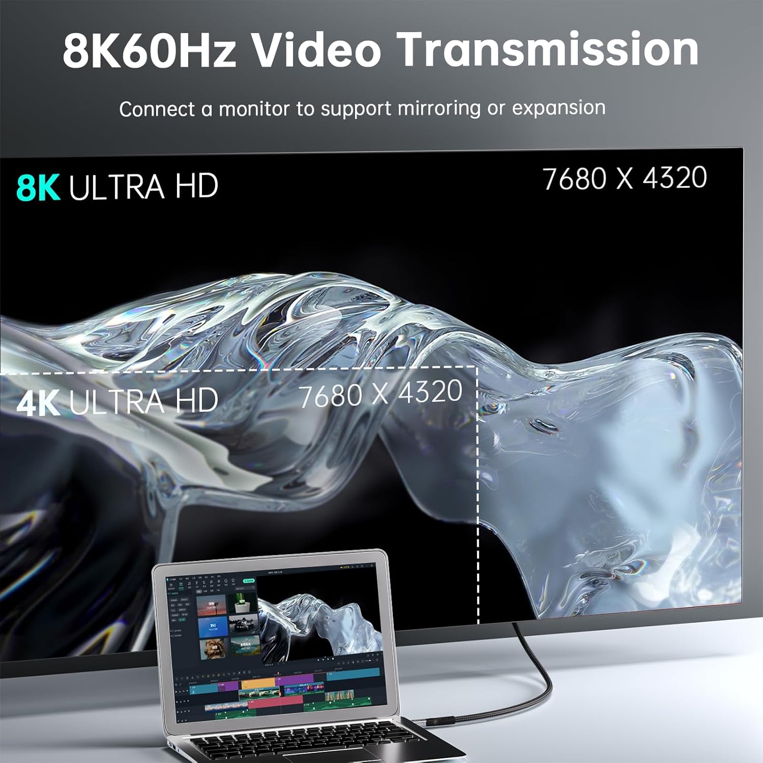 Cable USB 4 de 240 W de 3.3 pies, soporta pantalla HD de 8K a 60Hz y transferencia de datos de 40 Gbps, carga rápida USB C a USB C para iPhone