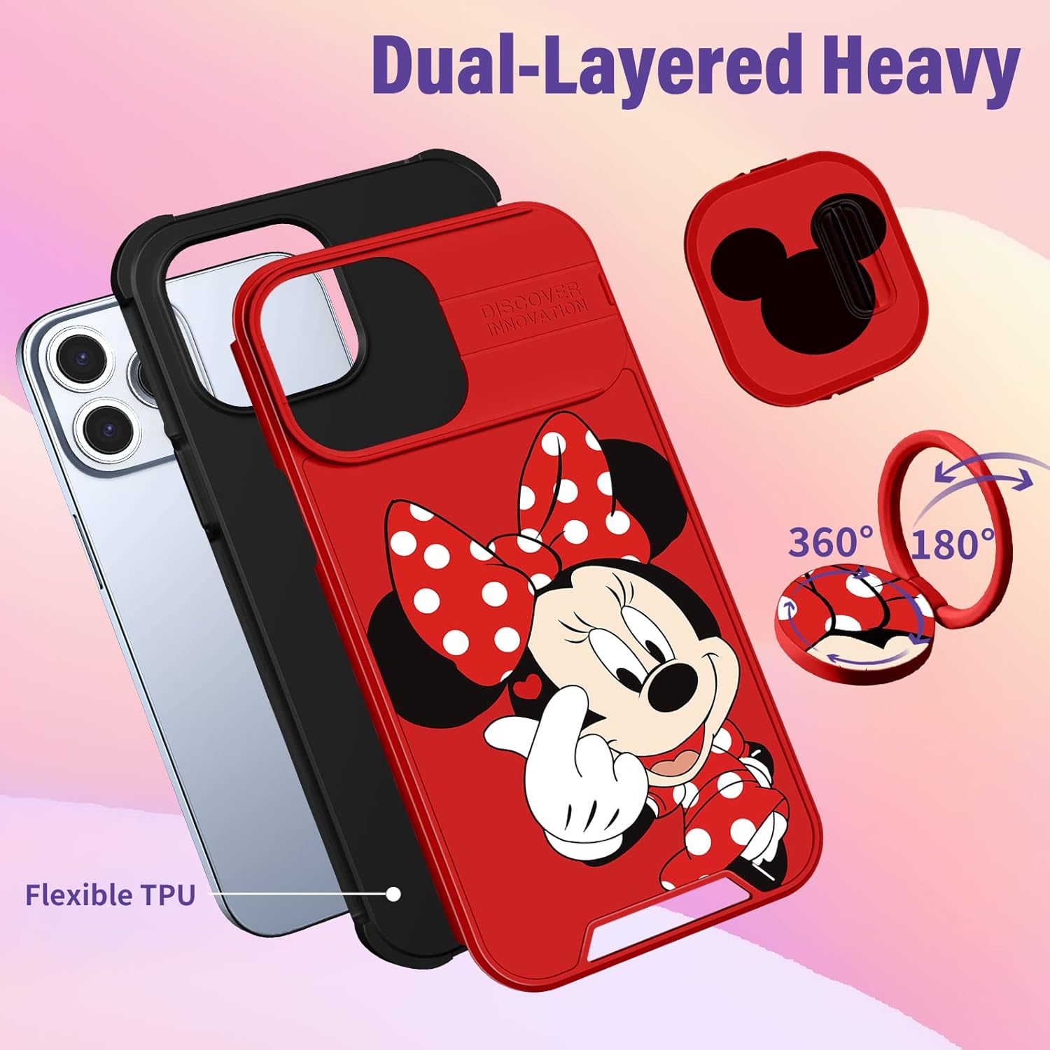 oqpa Funda para iPhone 13 Pro con diseño de dibujos animados para mujer, diseño de dibujos animados para mujeres, con funda para cámara y soporte de