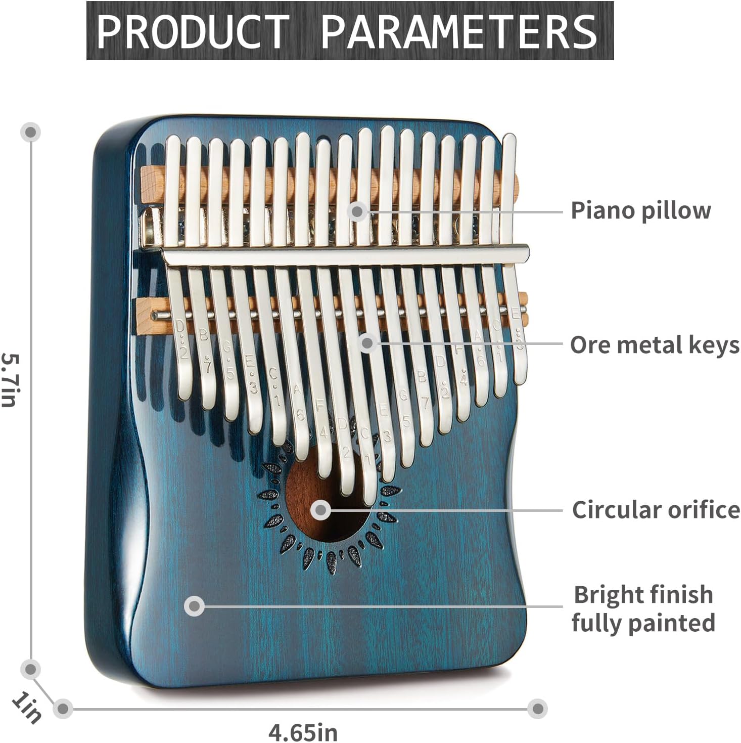 Kalimba – Piano de pulgar de 17 teclas, piano portátil de dedo Mbira, regalos para niños y adultos principiantes (azul)