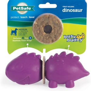 PetSafe Busy Buddy Animal Treat Ring Dog Toy – Juguete masticable para perros – Dinosaurio mediano PetSafe Busy Buddy Animal Treat Ring Dog Toy – Juguete masticable para perros – Dinosaurio mediano