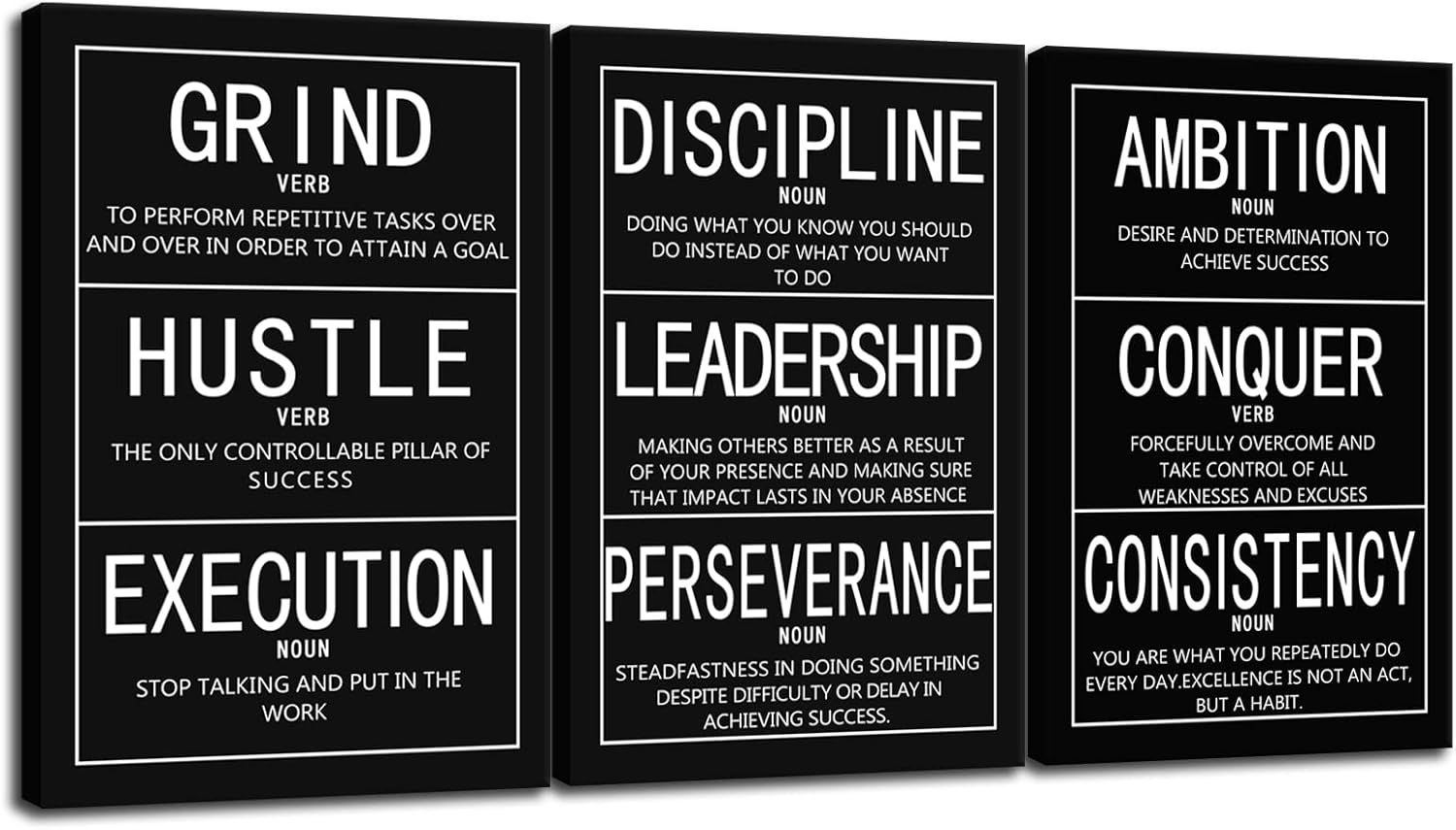 3 paneles de lienzo motivacional para pared, con citas inspiradoras de emprendedores, póster impreso, cuadro inspirador, enmarcado, hogar, oficina,