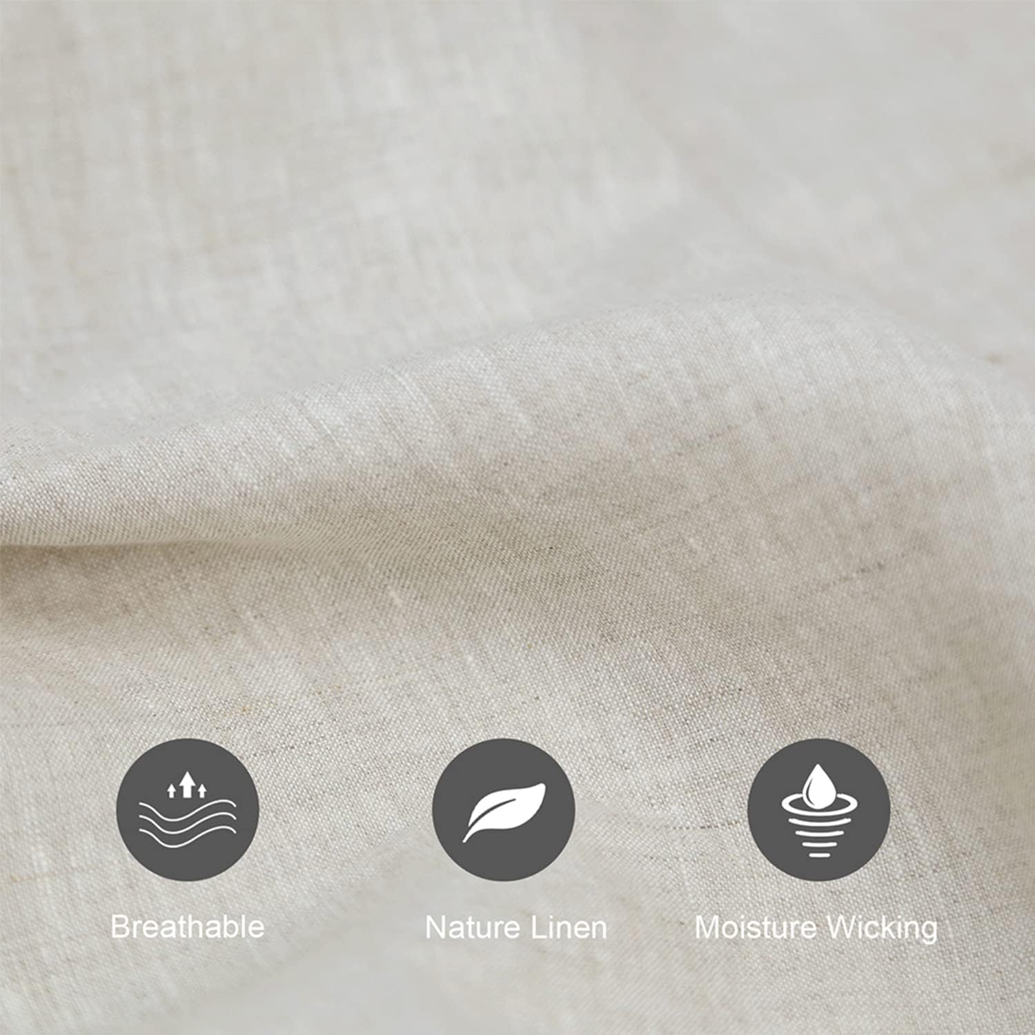 Juego de sábanas de 100 % lino francés natural, 4 piezas, ropa de cama suave y transpirable con bolsillo profundo (1 sábana encimera, 1 sábana