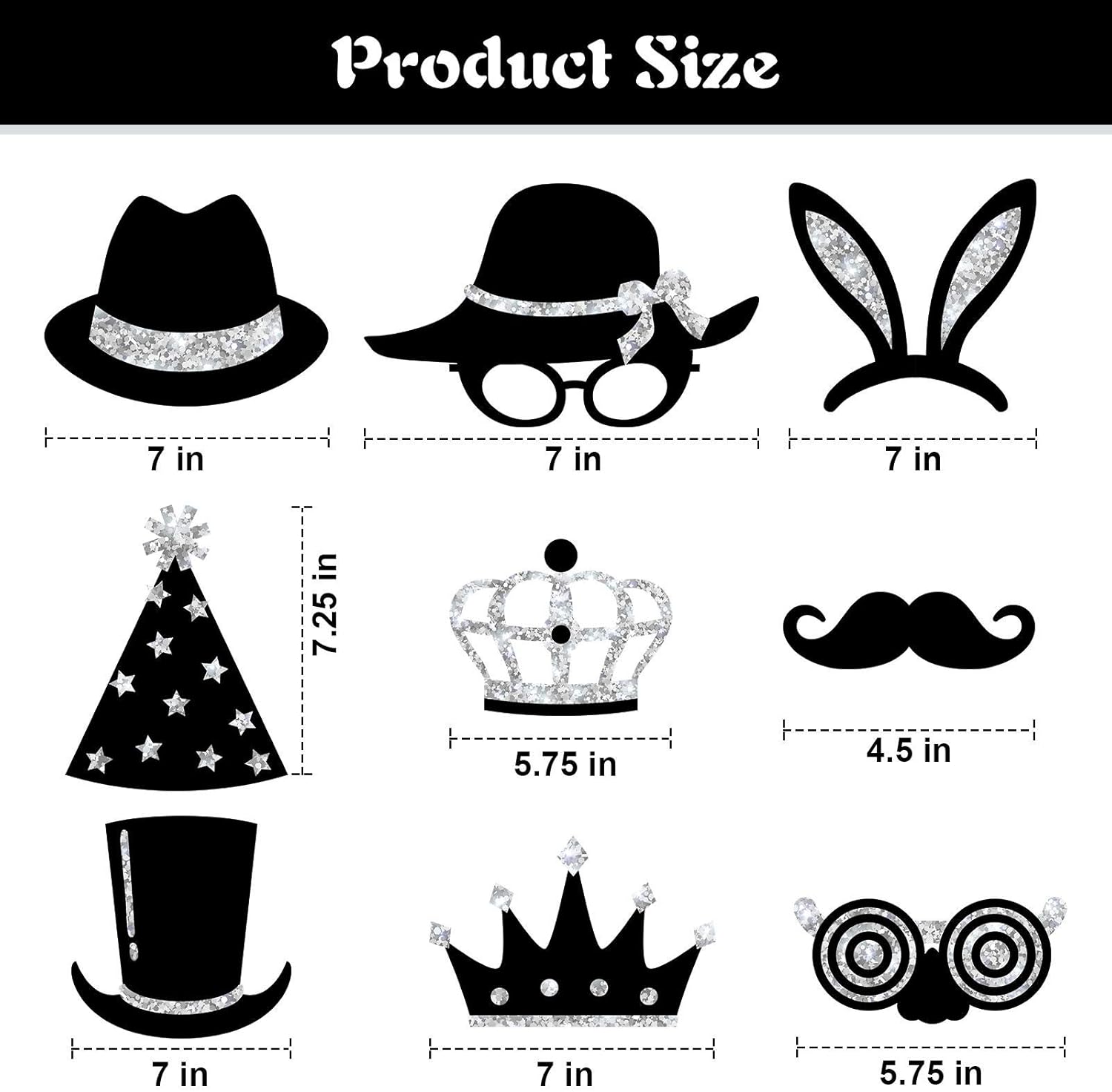 24 piezas de accesorios para cabina de fotos para cumpleaños, bodas, graduación, Año Nuevo, suministros de fiesta, mezcla de sombreros, lápiz
