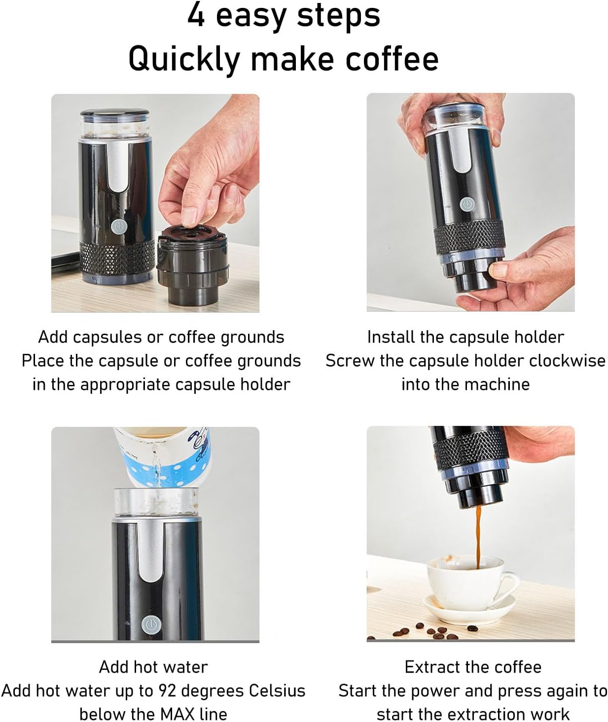 Máquina de café espresso portátil, cafetera de viaje compatible con cápsulas NS y café molido, máquina de café espresso portátil operada manualmente