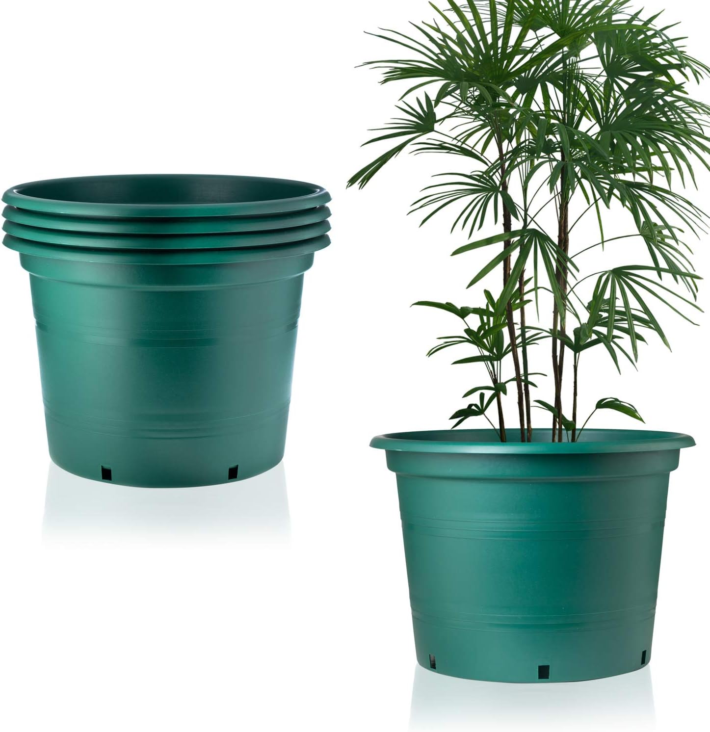 KameL – Macetas de 5 galones para plantas – 5 macetas de vivero de 5 galones – Macetas de plástico grandes altamente duraderas y resistentes –