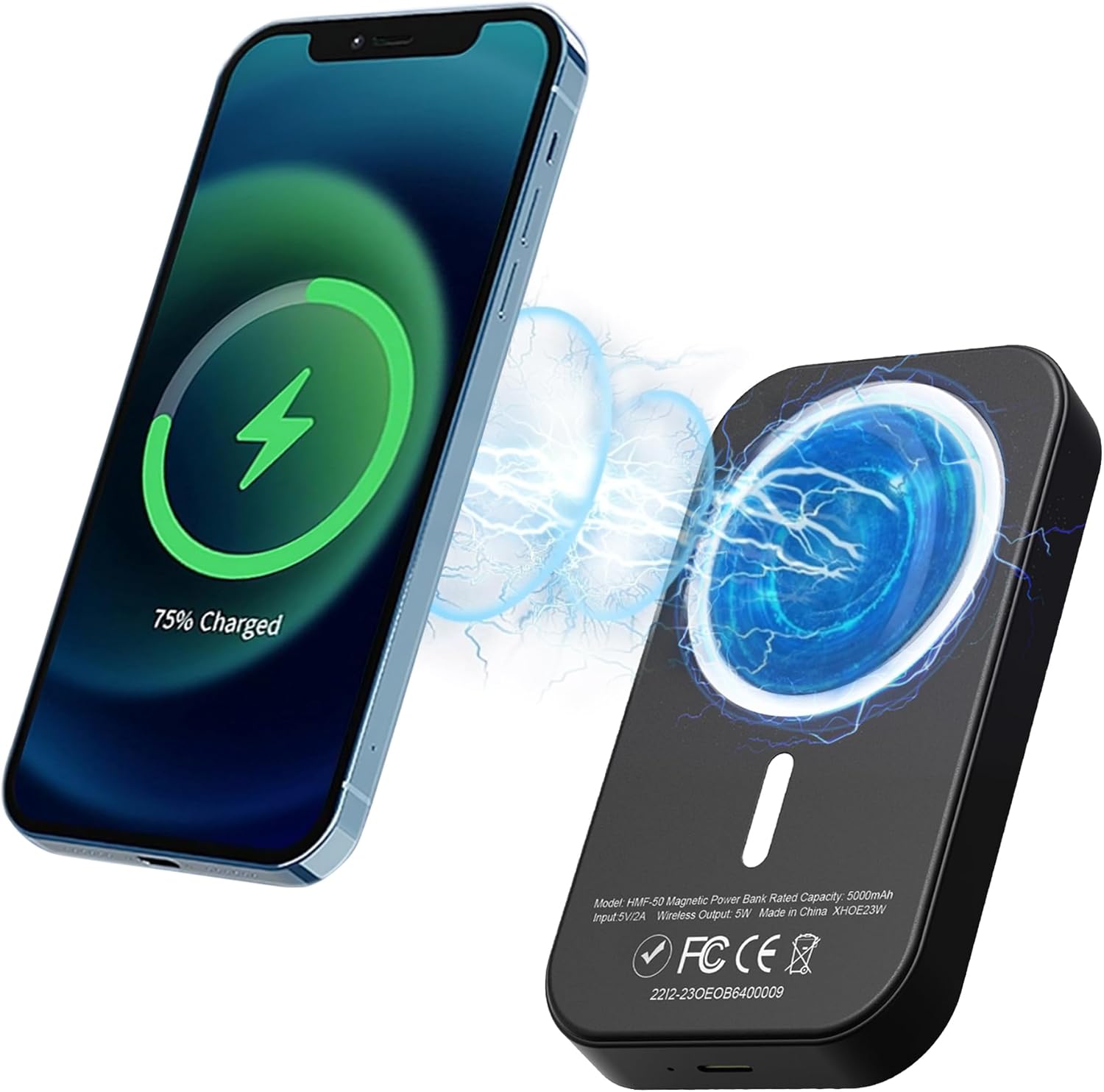 Batería magnética de banco de energía, cargador portátil inalámbrico de 10000 mAh, cargador rápido, cable USB-C, para iPhone serie 15141312, (negro)