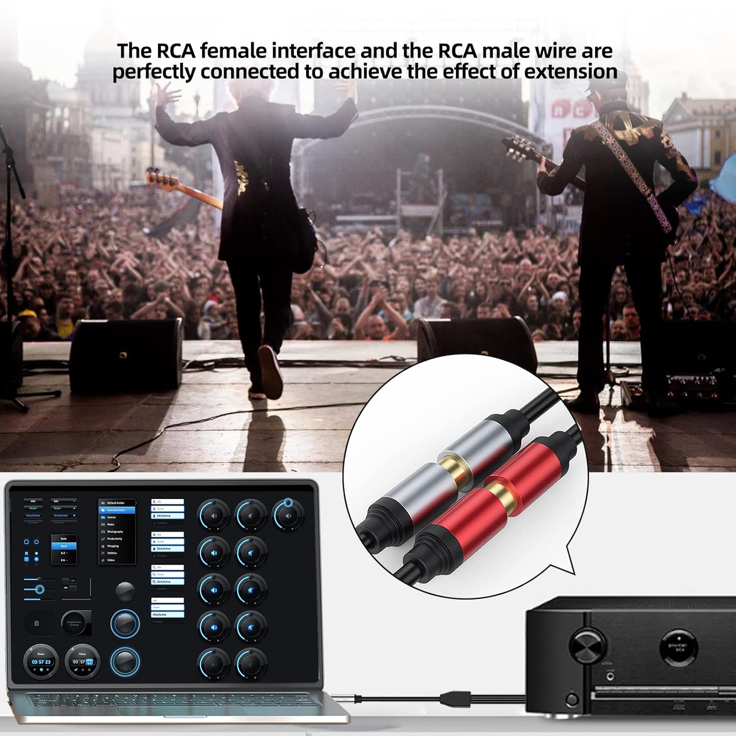 RCA hembra a 0.138 in macho 1 pie 2 unidades, 0.138 in Aux a 2 RCA hembra Y, cable de audio estéreo chapado en oro, compatible con altavoz estéreo,