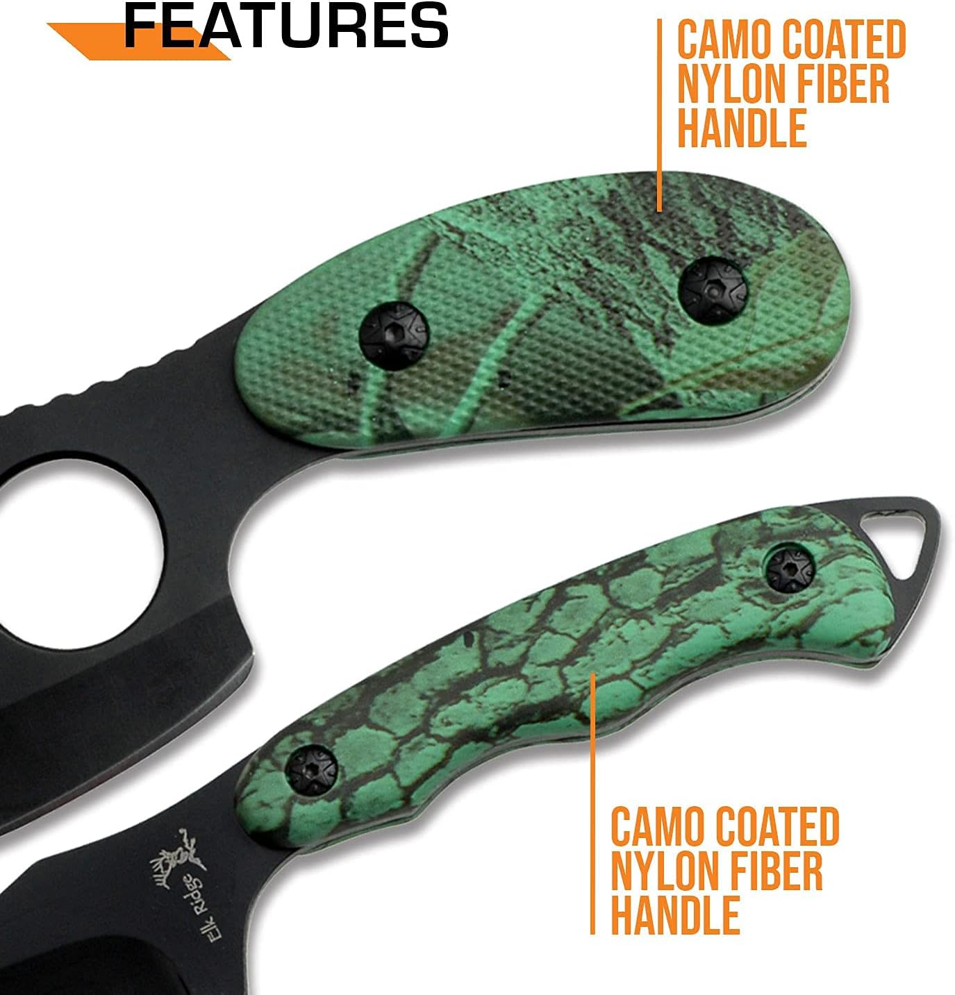 Elk Ridge set de 2 cuchillos de caza con borde recto 17.8cm