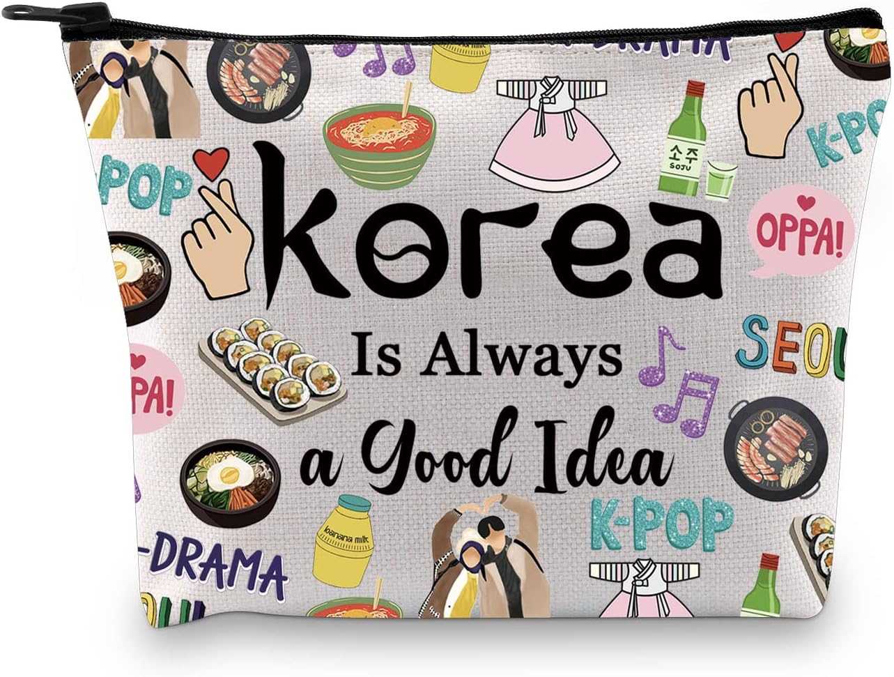 GJTIM Corea del Sur Viaje Vacaciones Regalo de Recuerdo Corea Bachelorette Trip Gift Corea del Sur Bolsa de Accesorios de Viaje para Amantes de