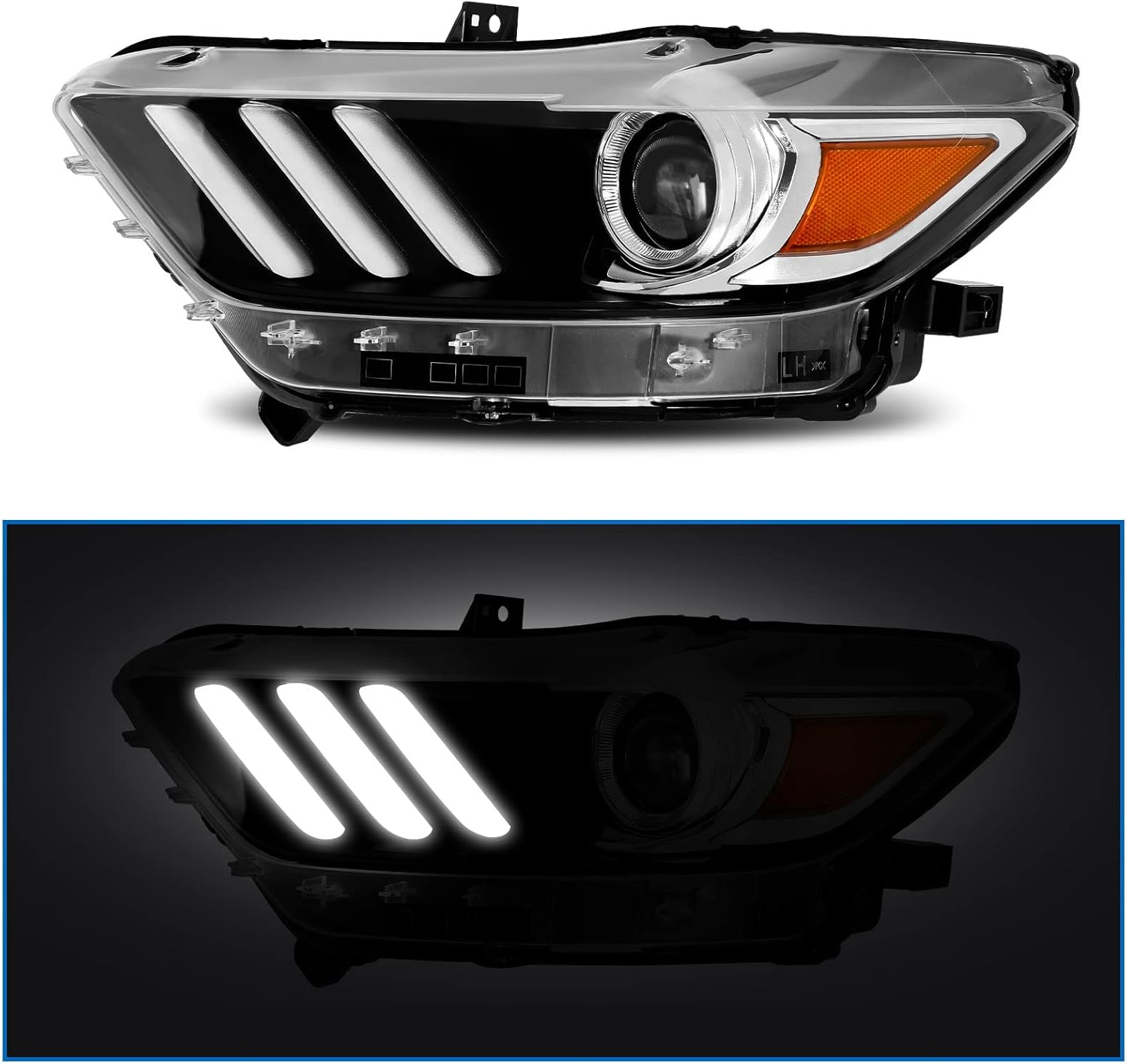 Conjunto de faros delanteros tipo HIDxenón compatible con Ford Mustang 2015 2016 2017 Pasajero y lado del conductor