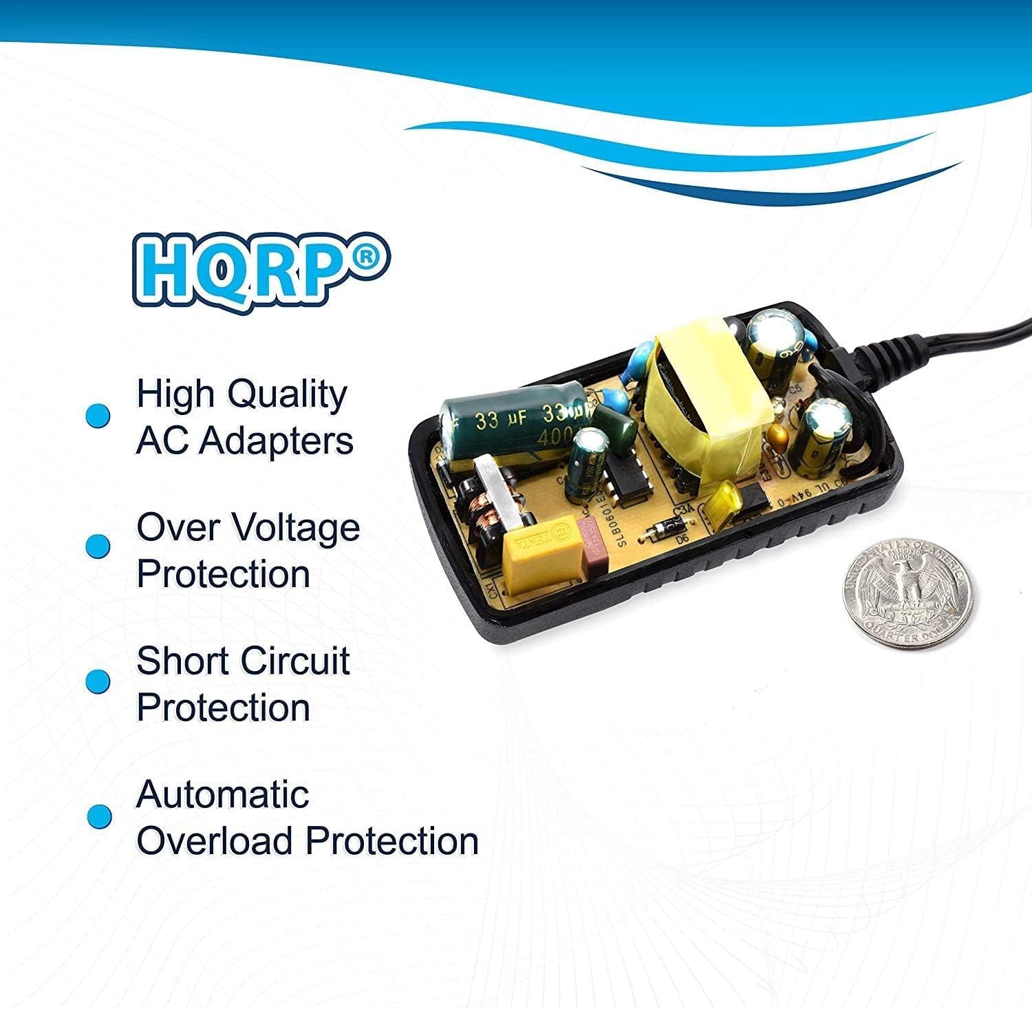 HQRP Adaptador de CA de 12 V compatible con Shure BLX4, BLX88, BLX4R, GLXD6, UABiasT, PG4, PGX4, PGXD4, SLX4, SLX4L, P2T, FP33 Adaptador de