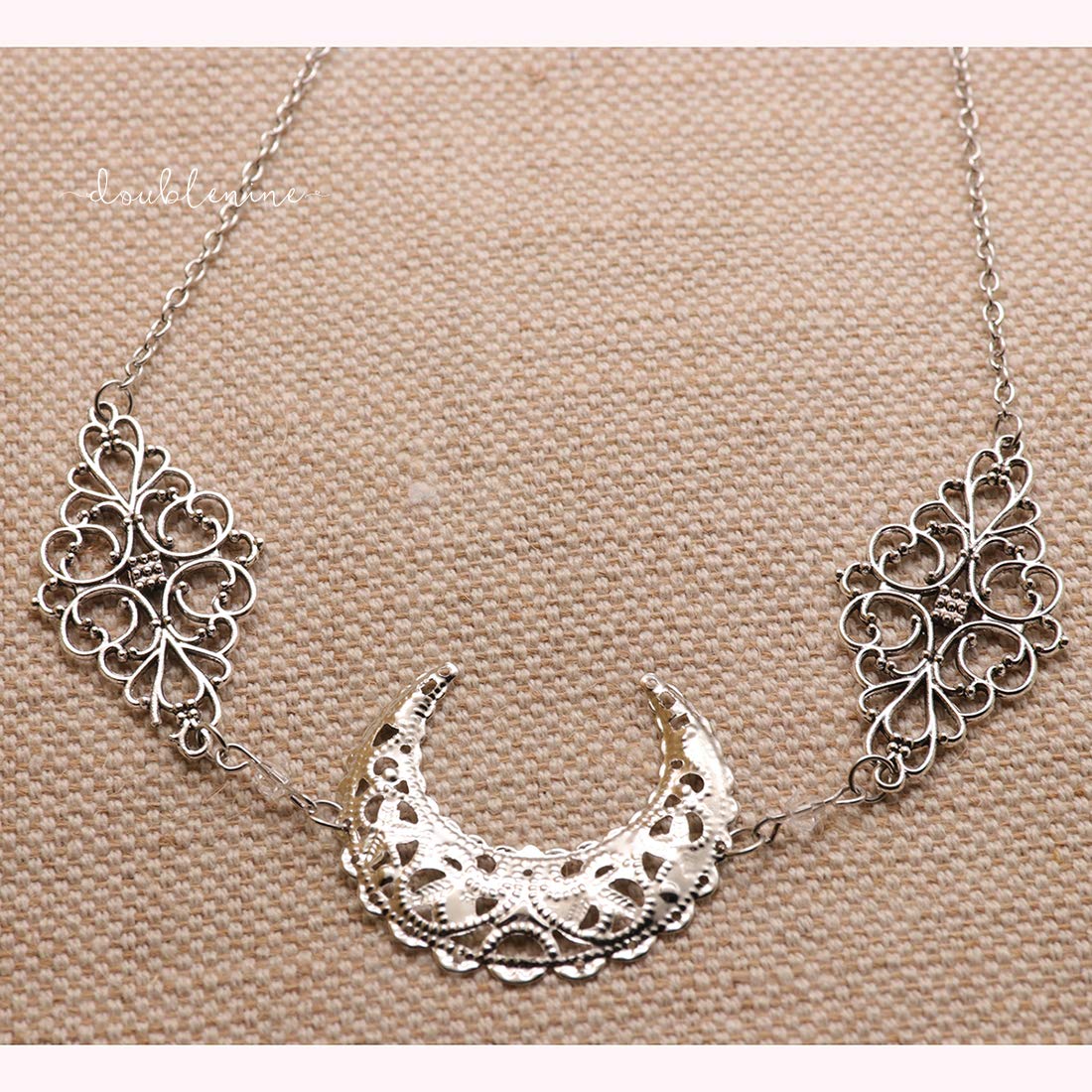 Doubnine Crescent Moon – Diadema con dije de cadena estilo bohemio para la frente gótica, accesorios retro para el cabello, vestido de boda para