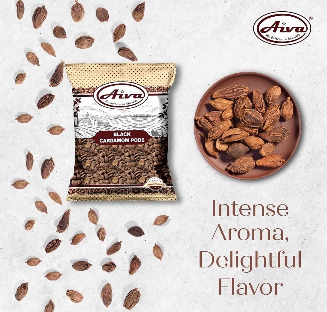 AIVA – Cápsulas de cardamomo negro (Kali Elachi), especias indias enteras naturales, veganas, sin OMG, origen indio, ahumadas, Tsaoko, Cao Guo, Bach