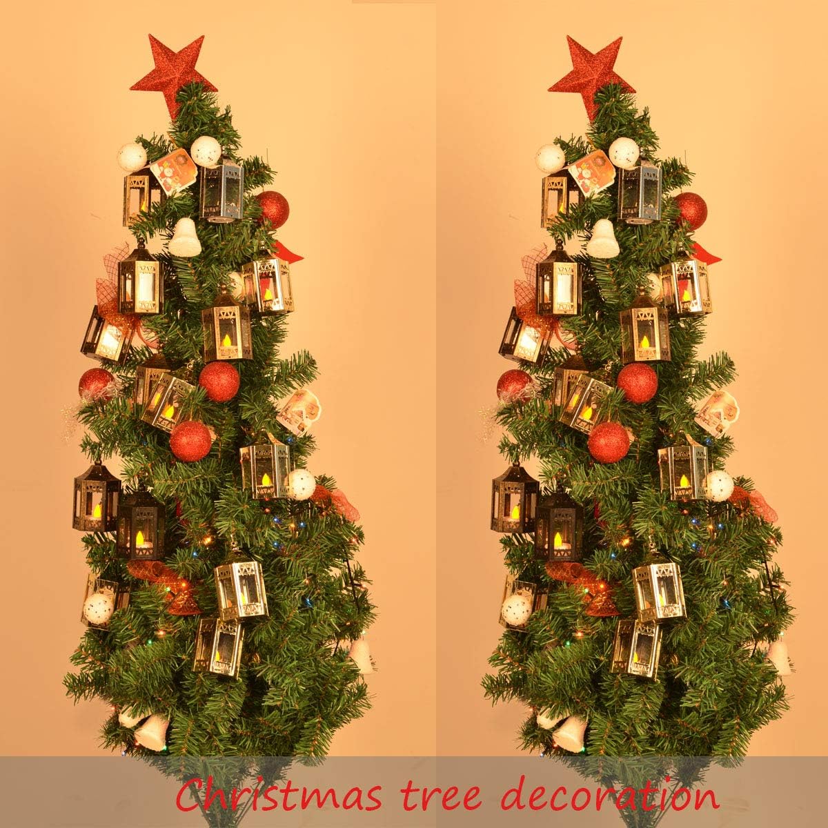 zkee Mini linterna de estrella con LED parpadeante, batería incluida, linterna colgante decorativa, linterna decorativa de Navidad, linterna de vela