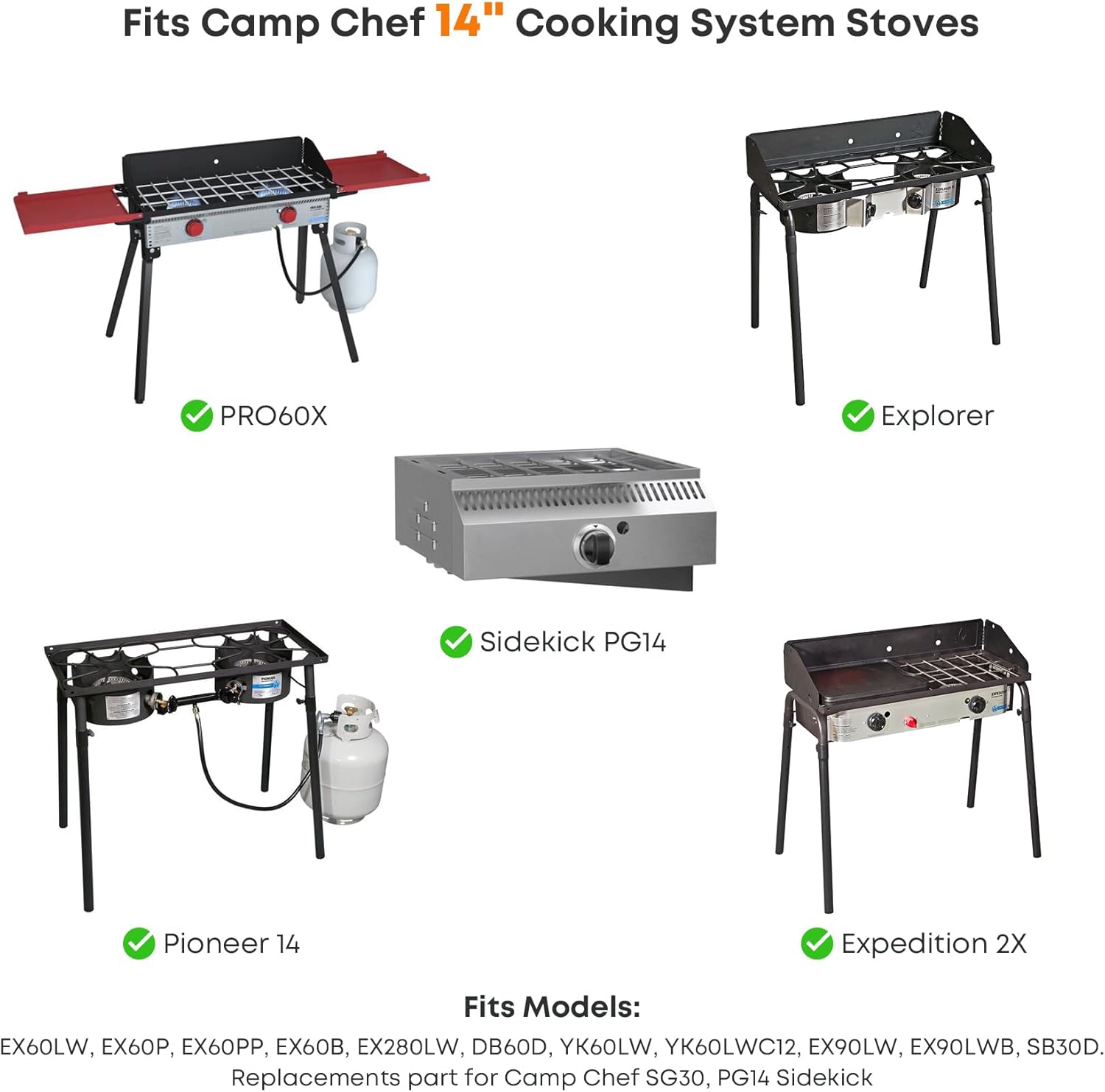 Stanbroil Plancha plana de 14 x 16 pulgadas para estufa Camp Chef, plancha de acero inoxidable para Camp Chef Explorer, Pro 60x, Expedition 2X,