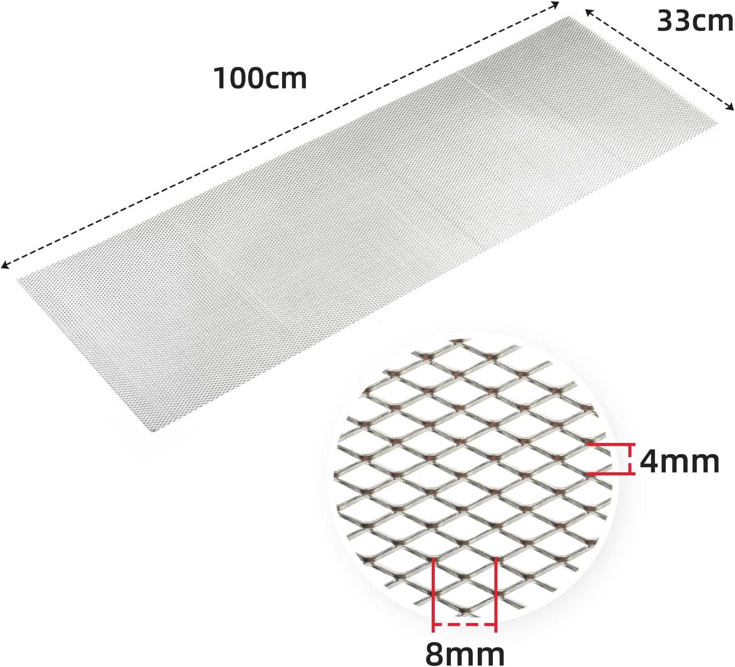 AggAuto Universal 40 “x13” Rejilla de automóvil  Rejilla de aleación de aluminio para auto, agujero rómbico, una de las rejillas de forma más