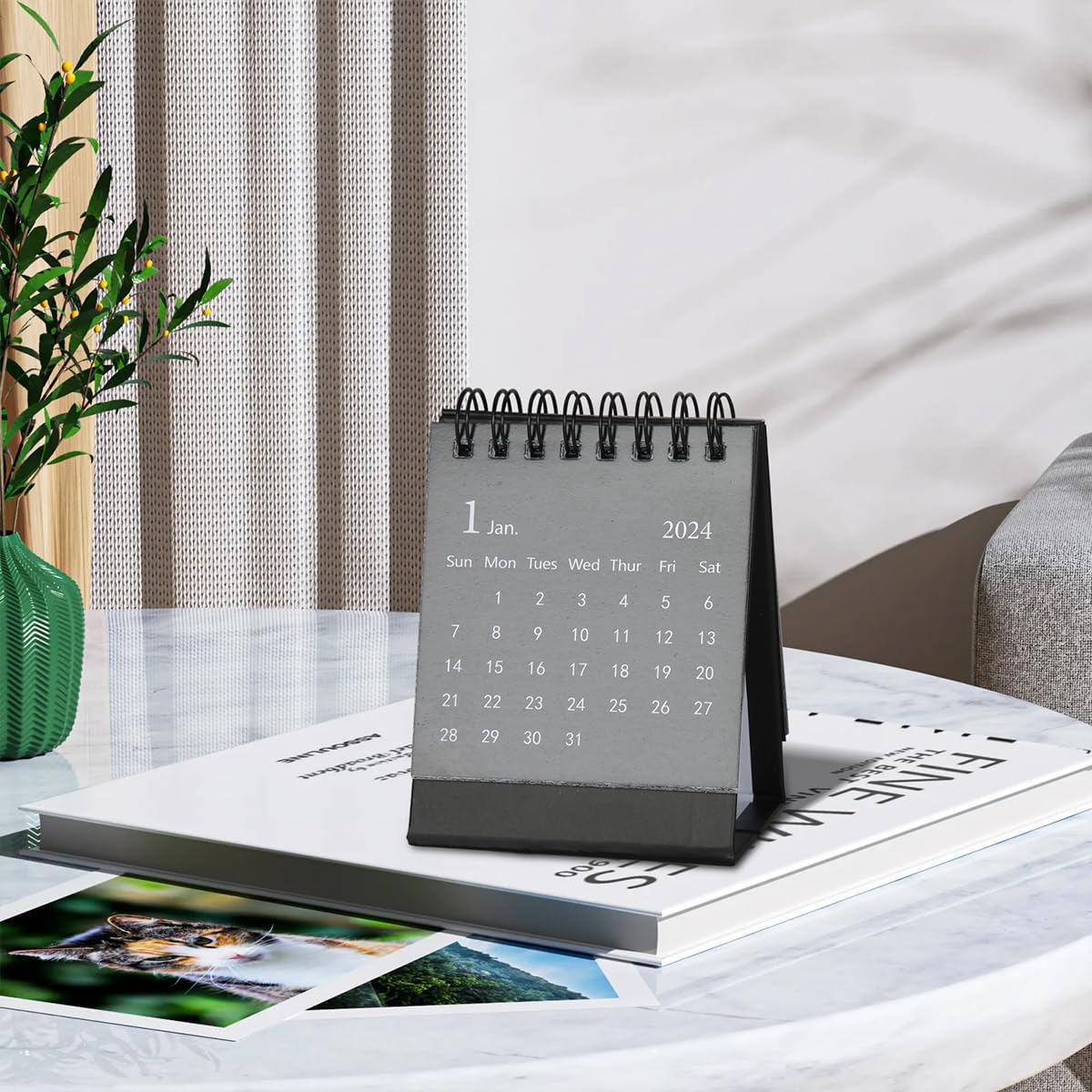 Mini calendario de escritorio, 2023-2024 a agosto de 2023 a diciembre de 2024, calendario de escritorio pequeño, para oficina en casa, escuela, con
