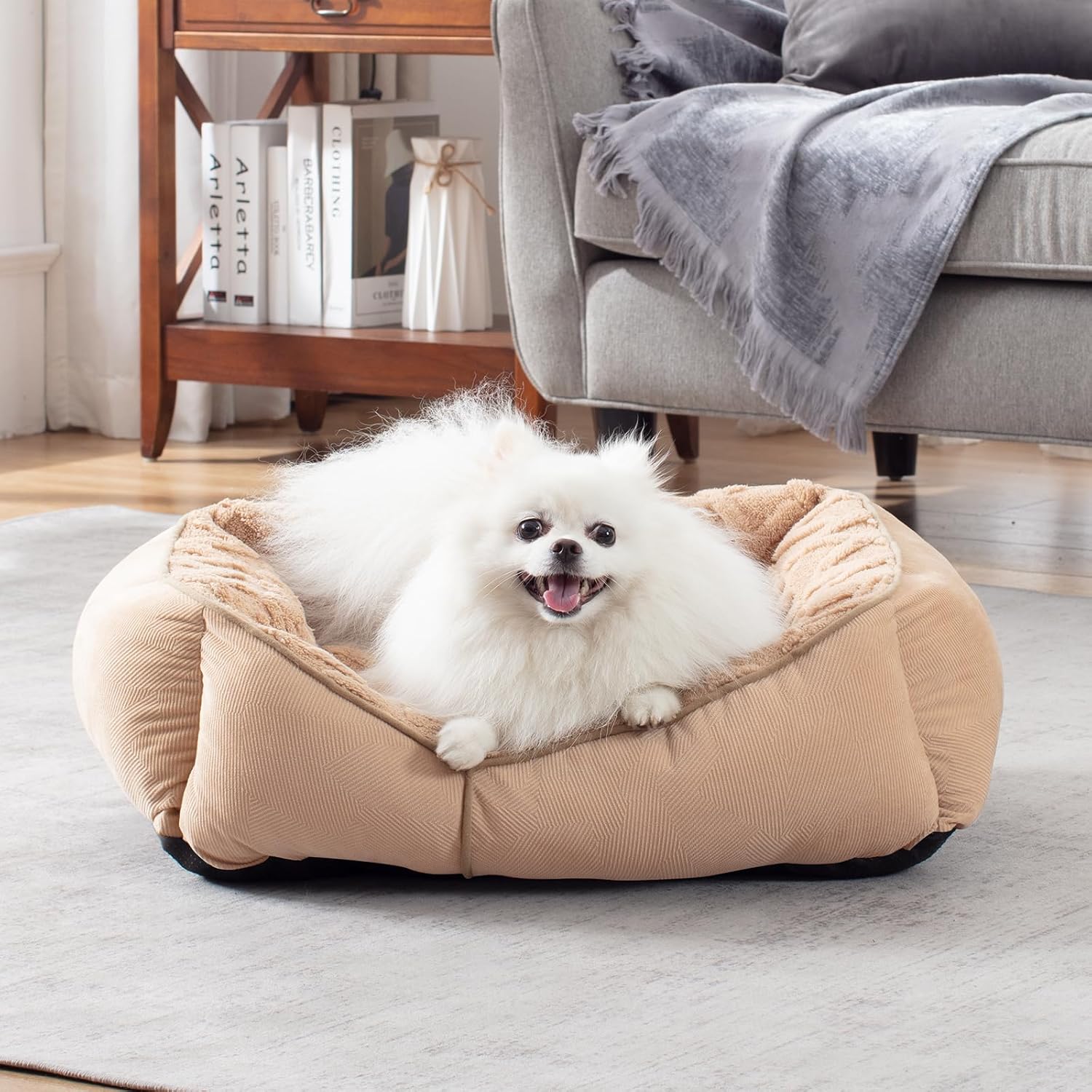 GASUR Cama rectangular para perros medianos y pequeños, lavable a máquina, sofá para dormir, parte inferior antideslizante, camas para gatos de