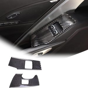 Decoración de panel de interruptor de fibra de carbono para Chevrolet Corvette C7 2014-2019 Cubierta del panel de control de ventana de puerta de Decoración de panel de interruptor de fibra de carbono para Chevrolet Corvette C7 2014-2019 Cubierta del panel de control de ventana de puerta de