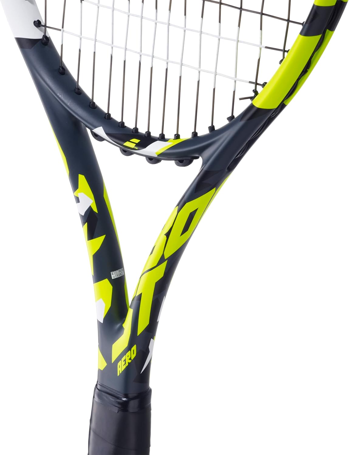 Babolat Boost Aero – Raqueta de tenis (amarillo) ensartada con White Babolat Syn Gut a tensión de rango medio