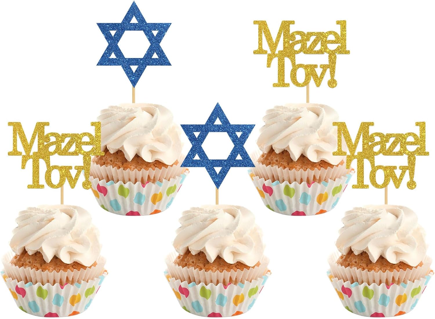 Mazel Tov – Decoración para cupcakes, decoraciones de fiesta de felicitación, compromiso, baby shower, bar mitzvah, cumpleaños, boda, suministros de