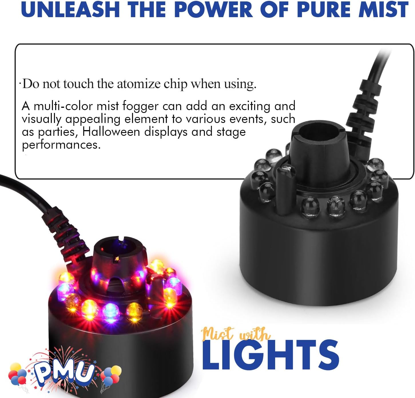 PMU Caldero de Halloween mágico multicolor niebla nebulizador para atmósfera encantadora Mist Maker (3pkg) Pkg1