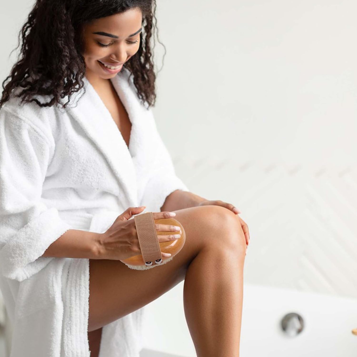 OWIIZI Cepillo corporal de cepillado en seco con cerdas veganas suaves, exfoliante de madera antideslizante para exfoliación húmeda o seca,