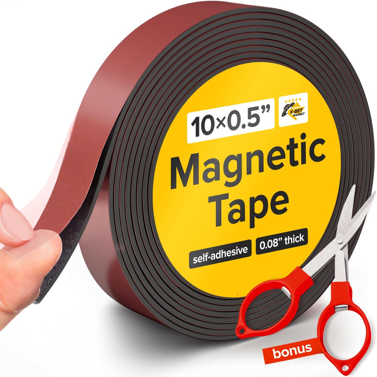 Cinta magnética flexible, tira magnética de 12 pulgada x 10 pies con fuerte autoadhesivo, cinta magnética ideal para proyectos de bricolaje y
