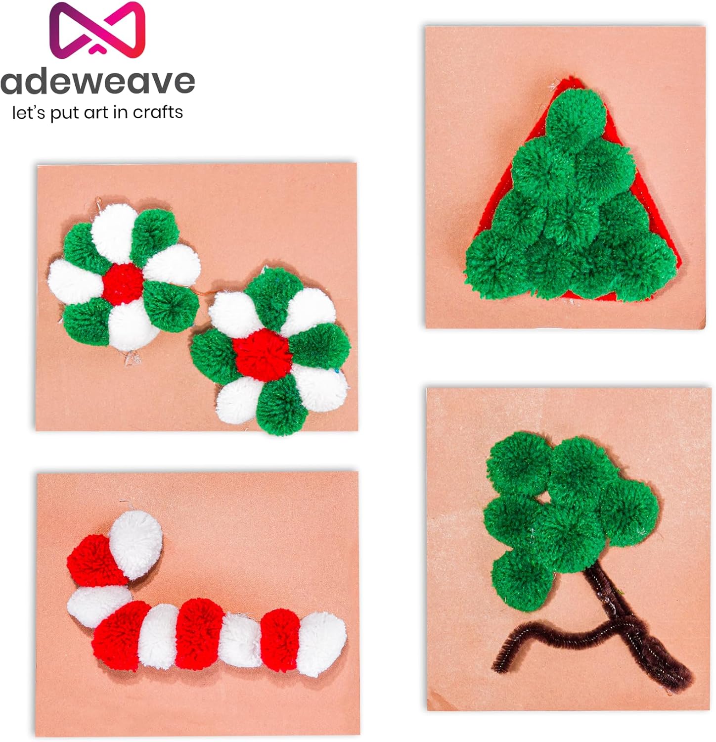 Adeweave 100 pompones multicolor hechos a mano de 1 pulgada para manualidades, pompones de lana de cachemira suaves y esponjosos, ideales para