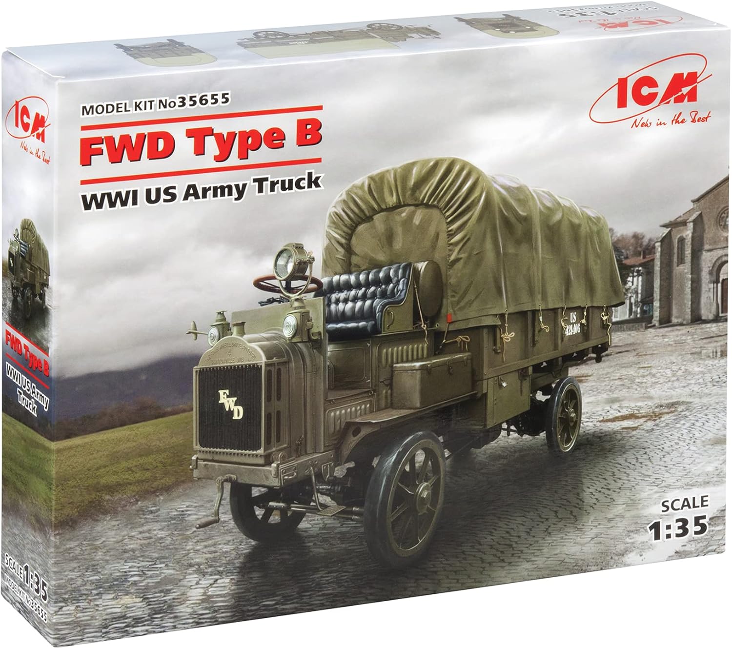 ICM 35655 Kit de modelo de vehículo militar de plástico FWD Tipo B, WWI US Army Truck – Escala 135