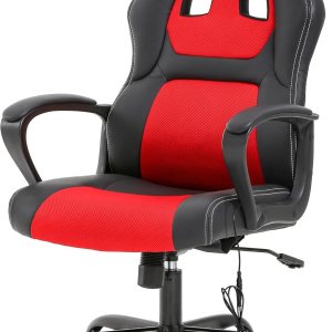 PayLessHere Silla de oficina para videojuegos, soporte ergonómico ajustable de piel sintética, silla de masaje lumbar para carreras, reposacabezas y PayLessHere Silla de oficina para videojuegos, soporte ergonómico ajustable de piel sintética, silla de masaje lumbar para carreras, reposacabezas y
