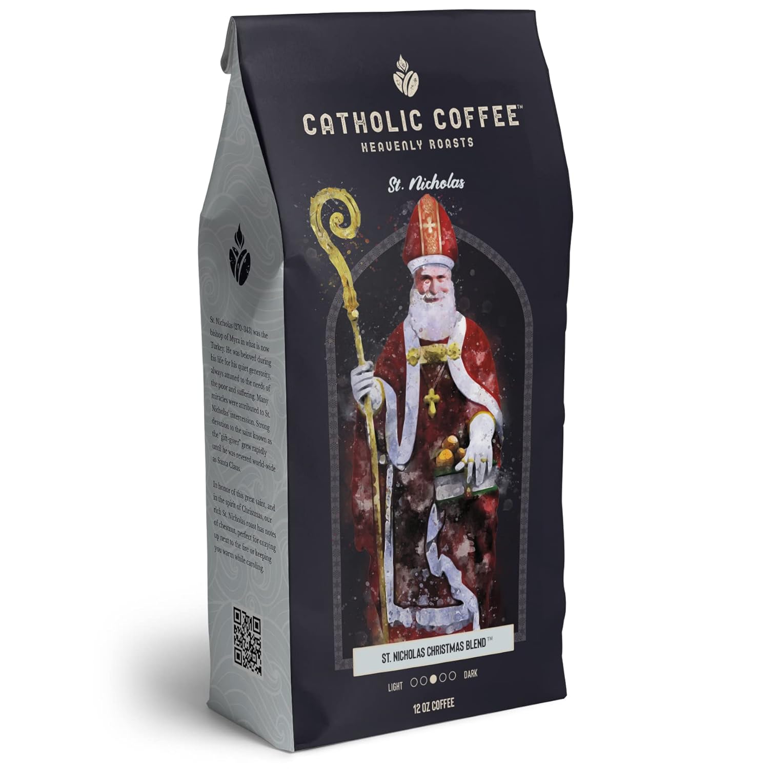 St. Nicholas Christmas Blend Café católico Heavenly Roasts café molido (grano entero), 12 onzas