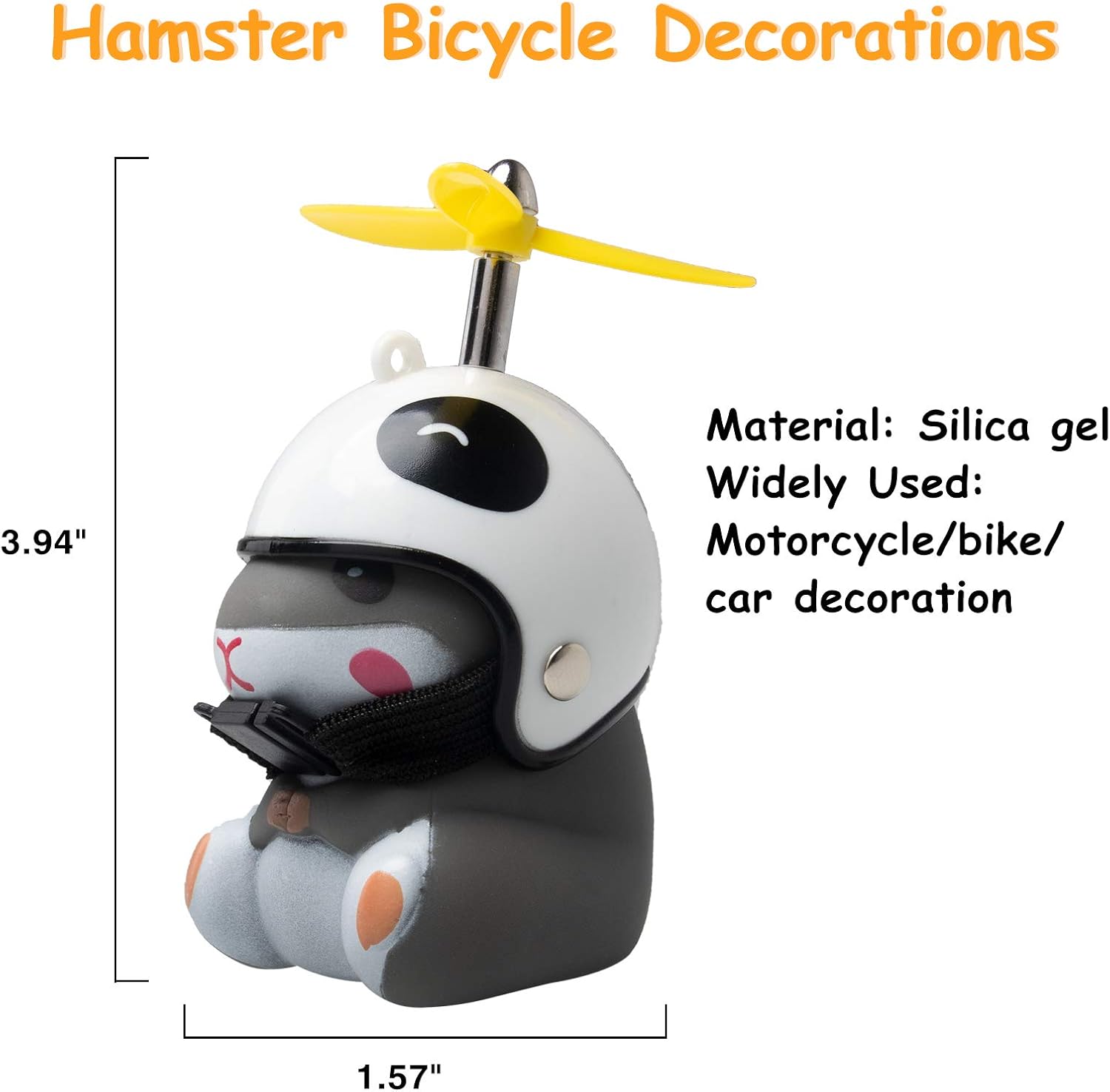 wonuu Campana de bicicleta de pato con luz y casco, linda bocina de bicicleta de hámster, decoración de salpicadero, juguete de hámster, campanas de
