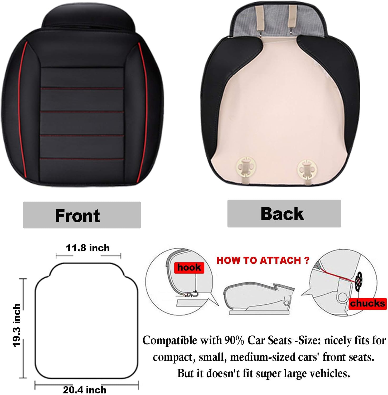 Funda de asiento delantero para automóvil, cojín de ajuste universal, transpirable, antideslizante, para auto, camión, oficina, piel sintética