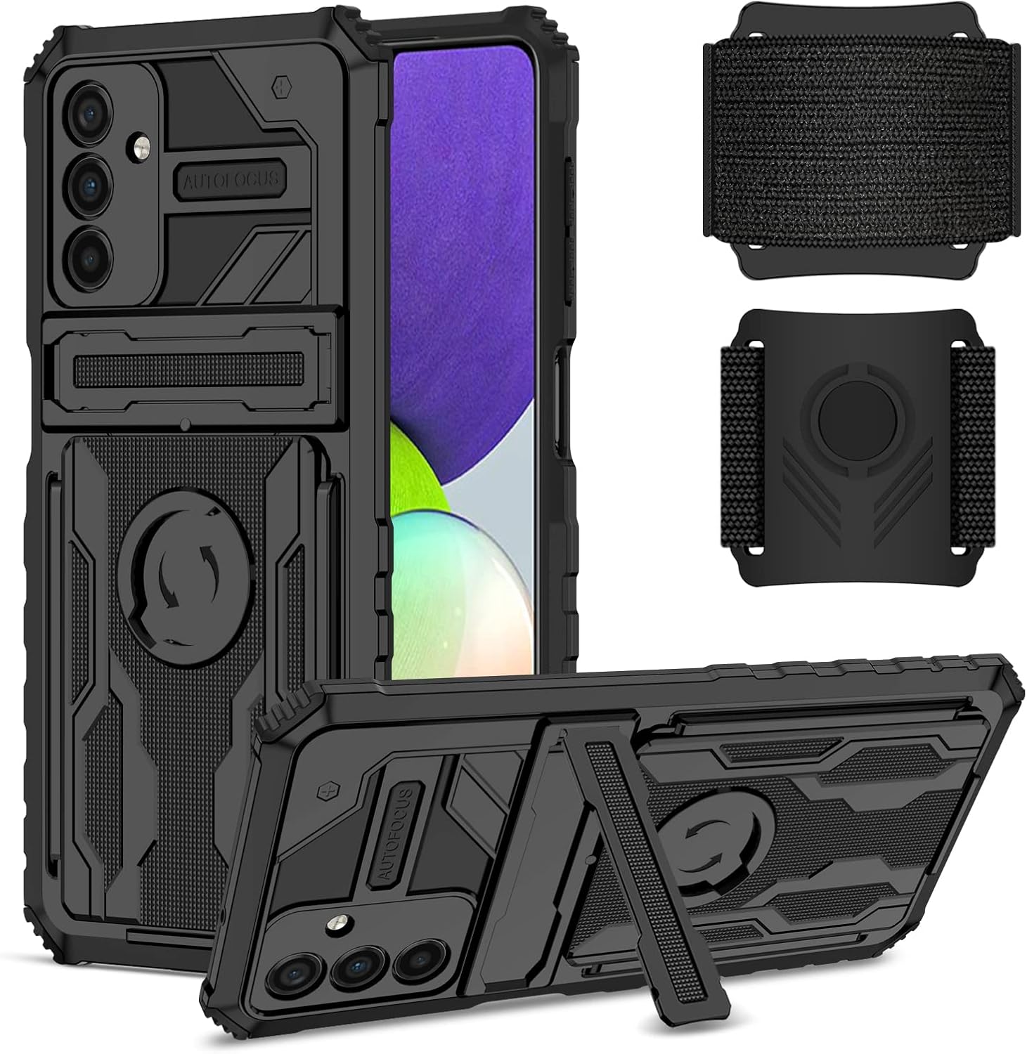 Asuwish Funda de teléfono para Samsung Galaxy A13 5G, funda de 360 , banda de brazo para correr, soporte delgado, agarre híbrido, resistente,