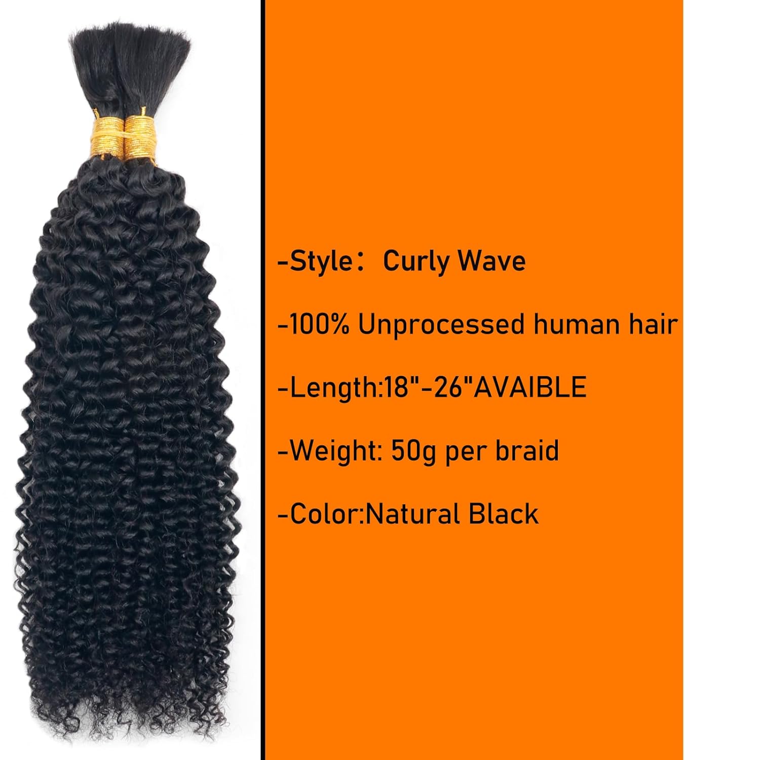 Extensiones de cabello humano ondulado rizado a granel para trenzar, sin trama, extensiones de cabello humano 100% sin procesar, extensiones de