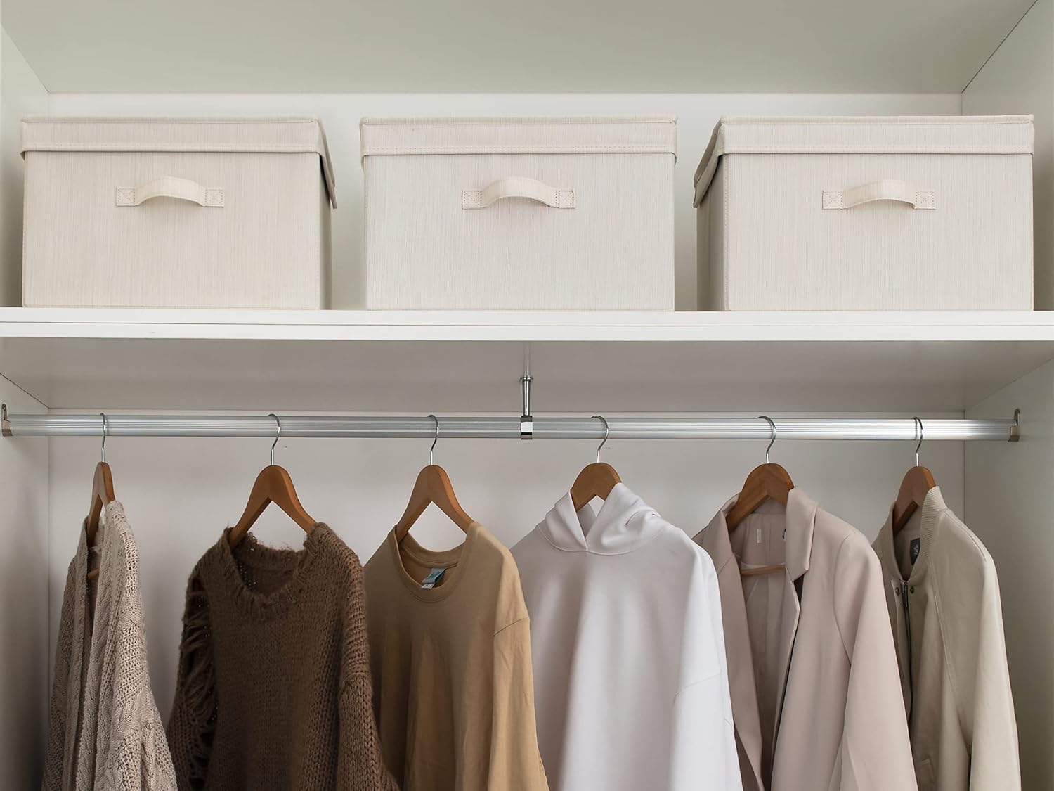 StorageWorks Paquete de 3 contenedores de almacenamiento trapezoidales plegables con 2 cajas de almacenamiento decorativas