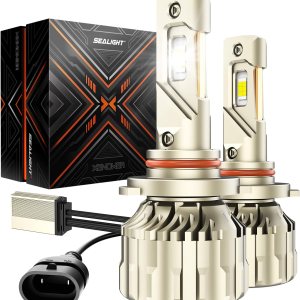 SEALIGHT 9006 Light Bulbs, X4 110W HB4 Light Bulb for Car with 12 Larger CSP Chips, Plug and Play, Adjustable Lock Ring, Pack of 2 SEALIGHT 9006 Light Bulbs, X4 110W HB4 Light Bulb for Car with 12 Larger CSP Chips, Plug and Play, Adjustable Lock Ring, Pack of 2