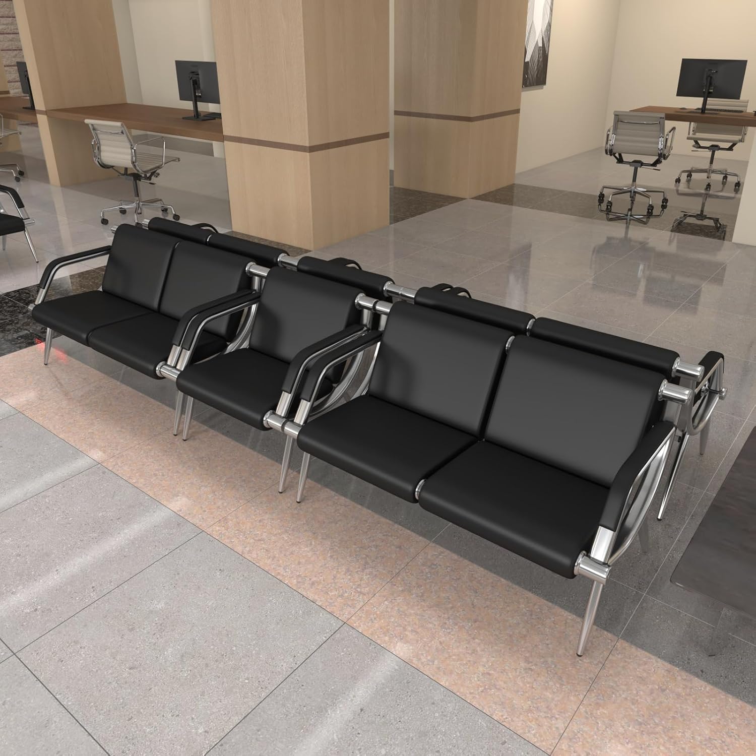 Kinsuite Sillas de sala de espera de recepción de oficina de 2 asientos, sillas de invitados y recepción para salón, banco de barbero, aeropuerto,