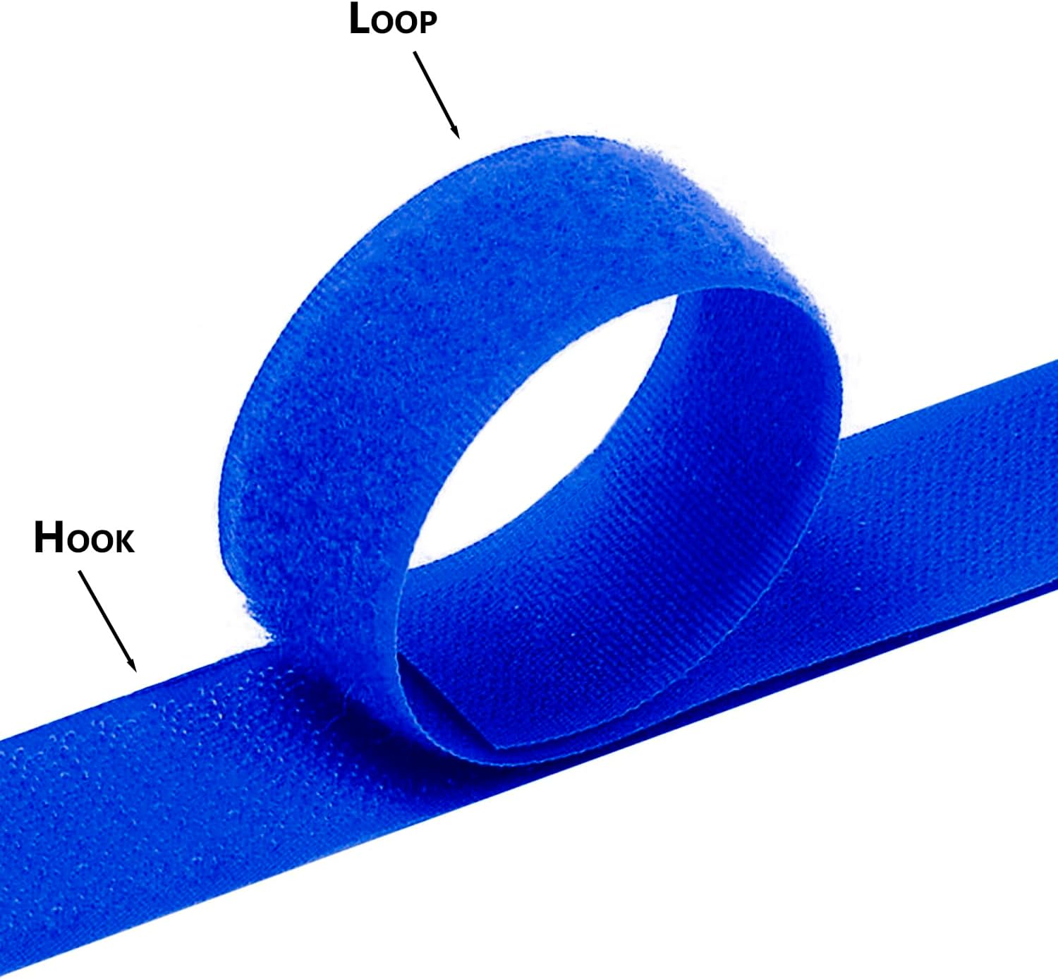 Cinta de gancho y bucle de 1 pulgada de ancho, color azul real, no adhesiva, 1 yarda de longitud, cinta de nailon azul, juego de sujetadores de tela