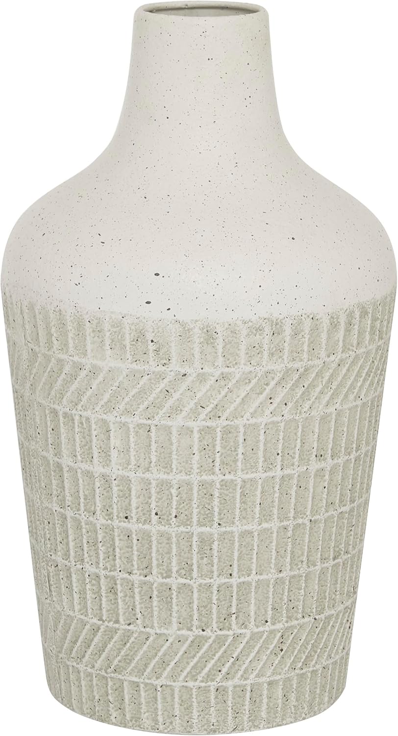 Deco 79 Jarrón con textura de metal, 8 x 8 x 13 pulgadas, blanco
