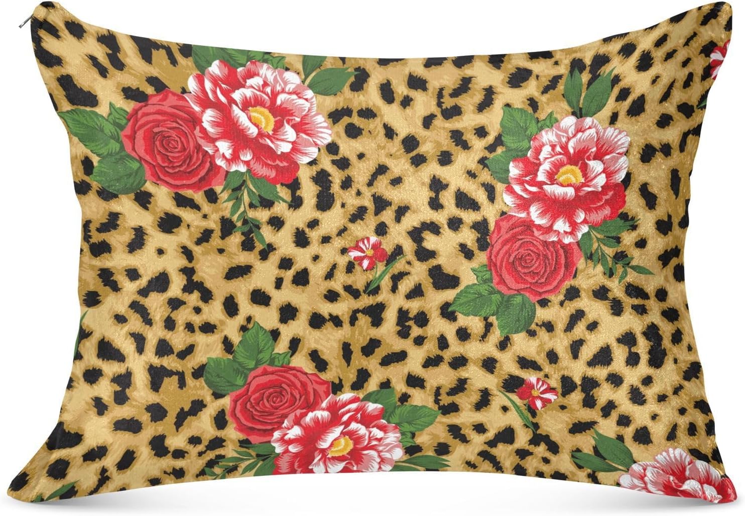 Fundas de almohada con estampado de leopardo rosa, tamaño estándar, súper suave, con cremallera, fundas de almohada de microfibra lavada para el