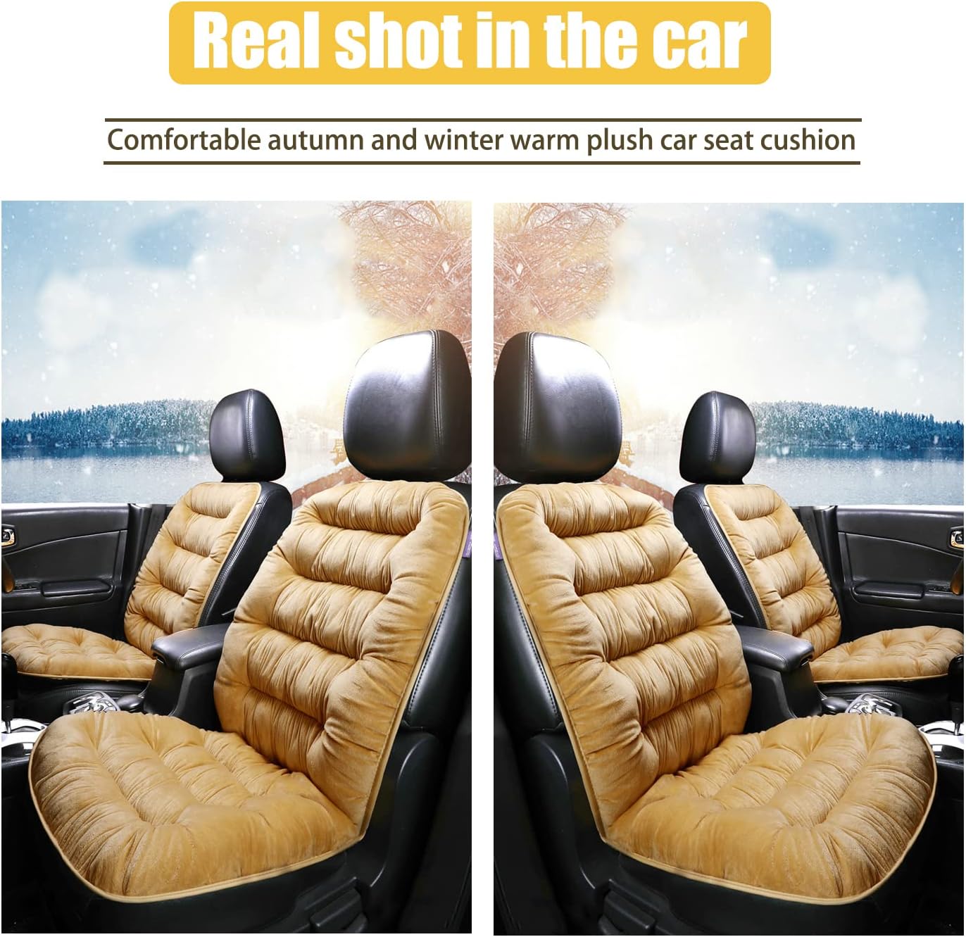 Funda acolchada para asiento de automóvil, cojín de asiento corto cálido de felpa para almohadilla delantera y trasera, protector de asiento suave y