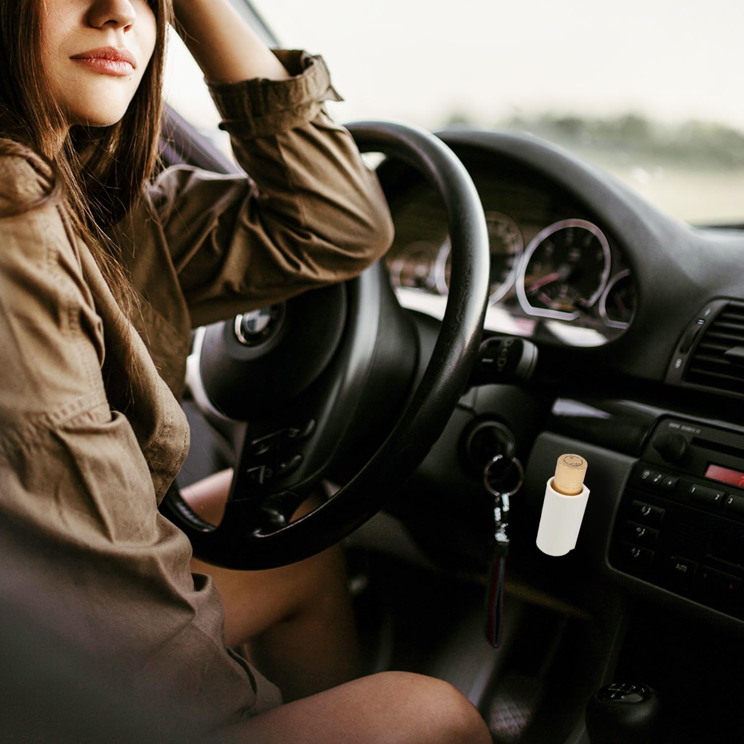 3 soportes para lápiz labial de silicona para automóvil, accesorios de automóvil para mujeres, organizador interior de automóvil (beige)