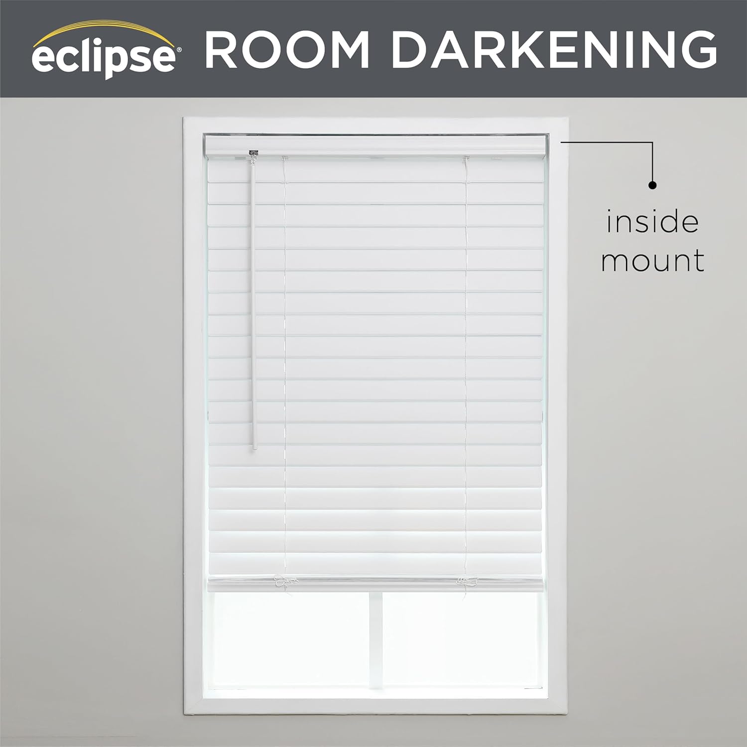 Eclipse Persianas de vinilo de alta calidad de 2 pulgadas para filtrar la luz y privacidad, persianas duraderas de oscurecimiento de habitación para