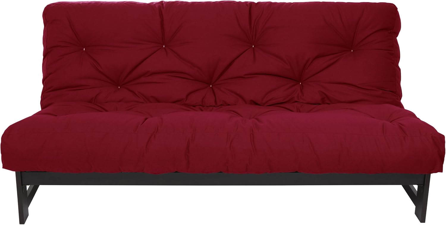 Trupedic x Mozaic – Colchón de futón estándar de tamaño matrimonial de 12 pulgadas (marco no incluido), rojo escarlata básico, ideal para